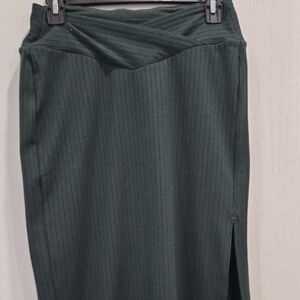 Dark Green Pinstripe Pencil Skirt - Classic Women’s Skirt